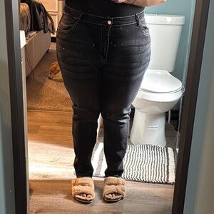 Whiskered Black Women's Jeans